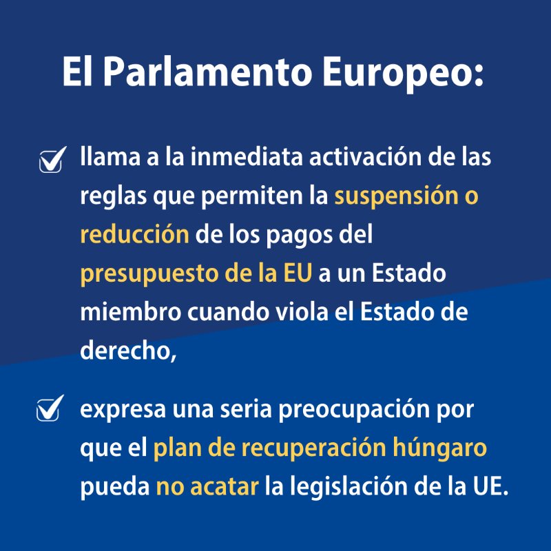 parlamentoUE's tweet photo. En una resolución aprobada con 459 votos a favor, 147 en contra y 58 abstenciones el Parlamento Europeo condena la reciente legislación anti-LGTBIQ y denuncia el desmantelamiento de la democracia y el Estado de derecho en Hungría.