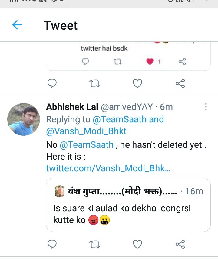 Gali @Vansh_Modi_Bhkt ne diya hai bar bar aur aap sabh milkar <a href="/SurajHaldarINC/">Rahul Gandhi</a> ko lekar trolling kar rahe ho aur suraj ki twitter ko report kiya ja raha h,  please aap  @Vansh_Modi_Bhkt ka kuch kjiye insaf chaye.!