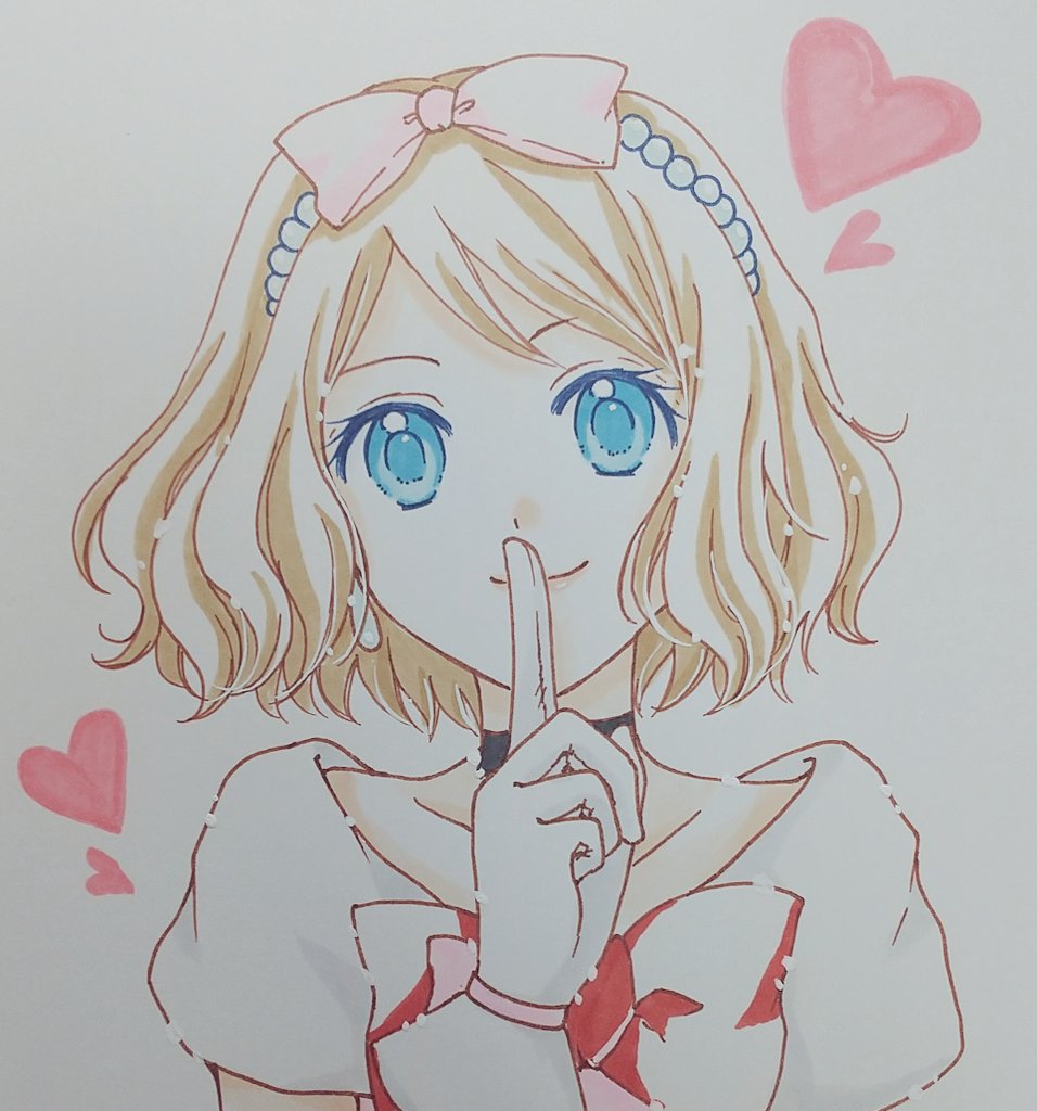 完成版。簡易塗りは影のみを基本色で塗る感じです。肌や瞳には2色使ってますが、基本各パーツ1色です