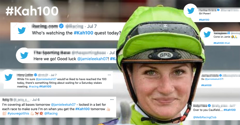MyRacehorseANZ's tweet photo. We're all about celebrating racing's elite moments, and Melbourne-based jockey @jamieleekah07 is about to hit a big one!

If she wins Caulfield, she’ll break the record for the most metro jockey wins in a season. That’s a whopping 100 wins!

All the best Jamie.

#MyRacehorseAU https://t.co/UQiYgkL31P