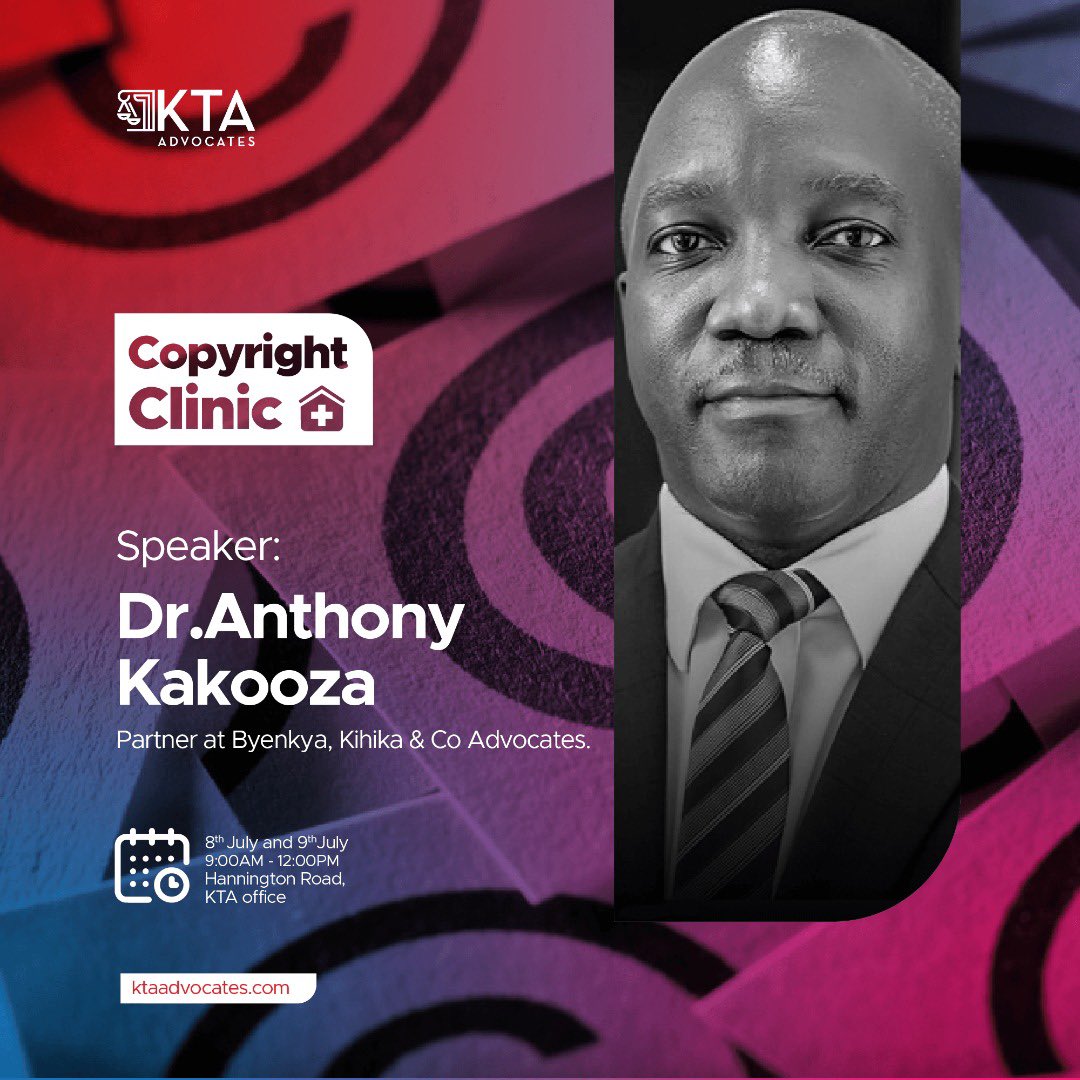 kta_law's tweet photo. Speaking now: Dr. Anthony Kakooza.
Partner at @byenkyakihika &amp; leading copyright Lawyer in Uganda sharing about copyright enforcement.

#KTACopyrightClinic 
#artbuttersmybread https://t.co/o5jipJ6qHA