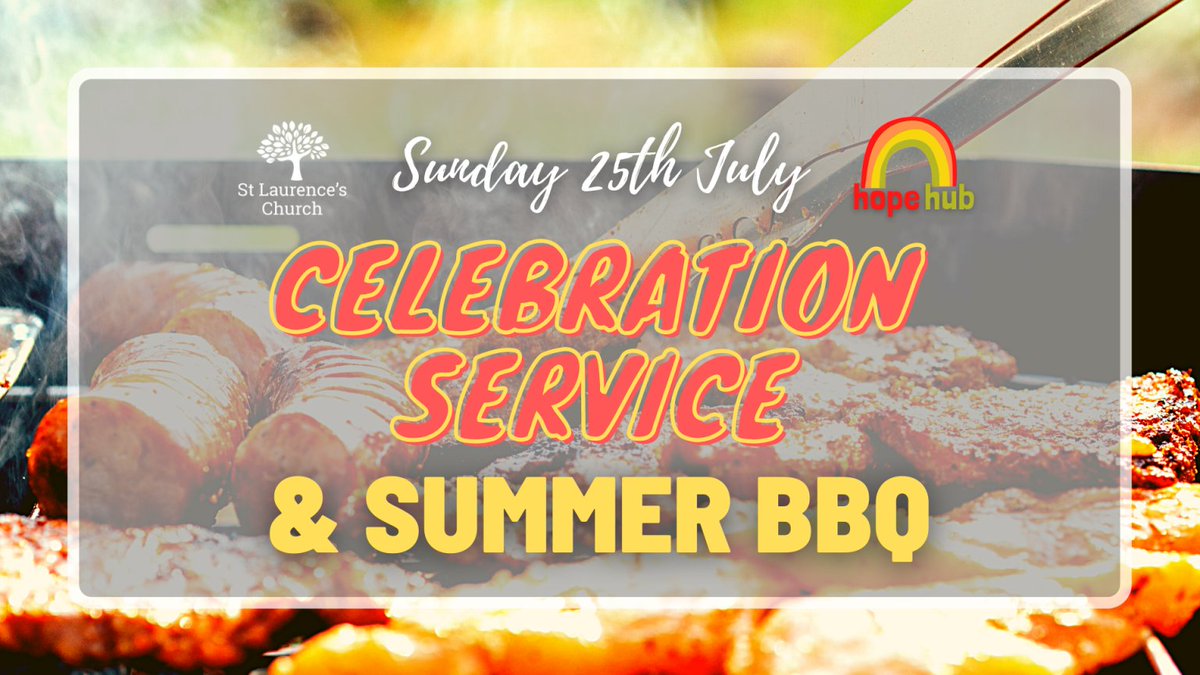 Join us together again for an outdoor service of celebration, on the 25th July  followed by a BBQ to thank everyone who serves at the church &amp; Hope Hub ! Tickets are free and can be ordered from the link below :
eventbrite.co.uk/e/celebration-…
