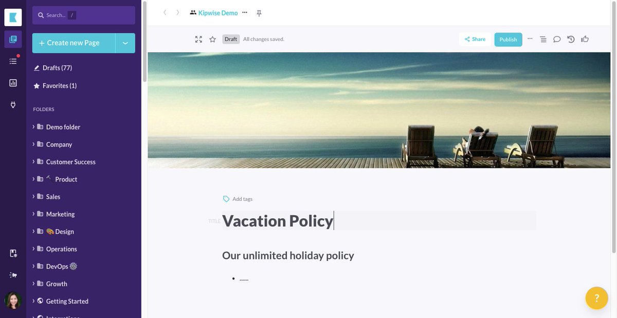 🎉 Product Update - To create more visually appealing documentations, you can now add cover images 📷  to folders or Kipwise Pages