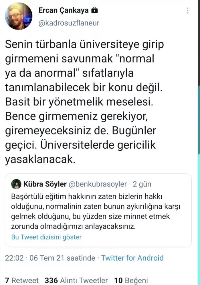 genelgundem's tweet photo. Boğaziçi Üniversitesi akademisyenlerinden Ercan Çankaya, sosyal medya hesabından başörtülü bir öğrenciye skandal ifadelerde bulundu
https://t.co/1YEOtYLVHu https://t.co/QfVKSgKsrY