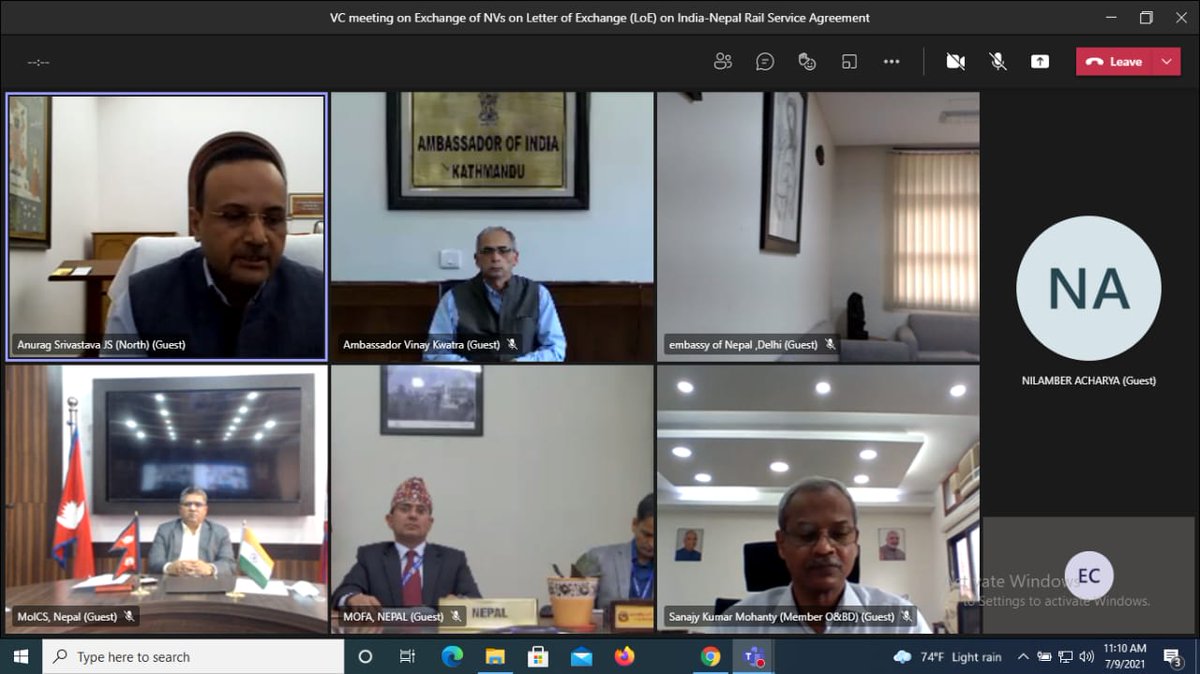 IndiaInNepal's tweet photo. On track towards shared prosperity! 🇮🇳 &amp;🇳🇵signed a Letter of Exchange to bilateral Rail Services Agreement. For the 1st time, it allows pvt sector to carry Nepal's freight, leading to ⬇️costs &amp; ⬆️efficiency #IndiaNepalRail 
@DrSJaishankar @AshwiniVaishnaw @PiyushGoyal @MEAIndia https://t.co/vPVnm2iwFl