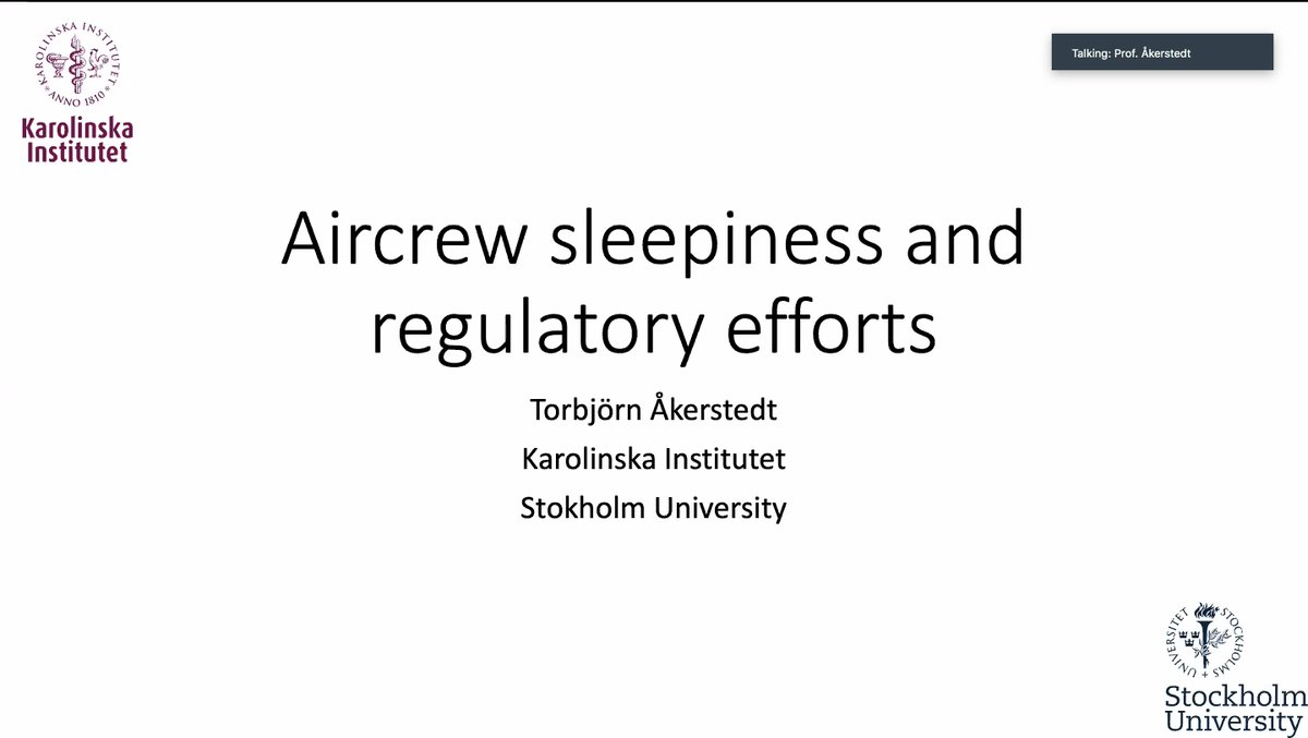 robhickman_'s tweet photo. Great talk from Prof. Åkerstedt on aircrew sleep 💤 and flight time regulation ✈️ 🗓️ for the @ESRS_Sleep webinar 'Adverse Effects of Sleep Deprivation'
#SSF #SleepScienceFriday #ESRS 🇪🇺 https://t.co/ht2PlSHC2U