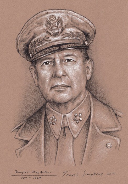 TravisSimpkins7's tweet photo. General Douglas MacArthur 
Portrait by Travis Simpkins 
https://t.co/UjuDuBuUwV 
#DouglasMacArthur #General #GeneralMacArthur #History #TravisSimpkins #portrait #sketch #WorldWarII #WWII #AmericanHistory #pacifictheater #33rdDegree #ScottishRite #Freemasons #Freemasonry #Masonic https://t.co/cpIUIwWcDK
