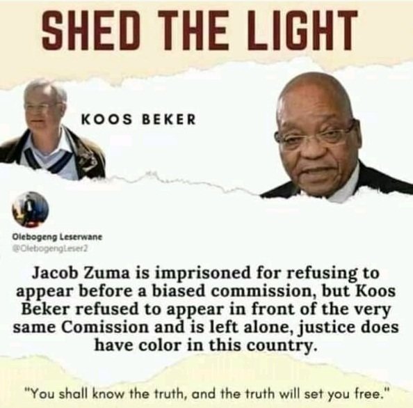 skhuluphakade's tweet photo. #FreeJacobZuma 
Why koos Beker was no jailed 
He also refused to appear on the commission! Stellenbosch son and Zondo are just useless 😒 https://t.co/mp6FPEiioI