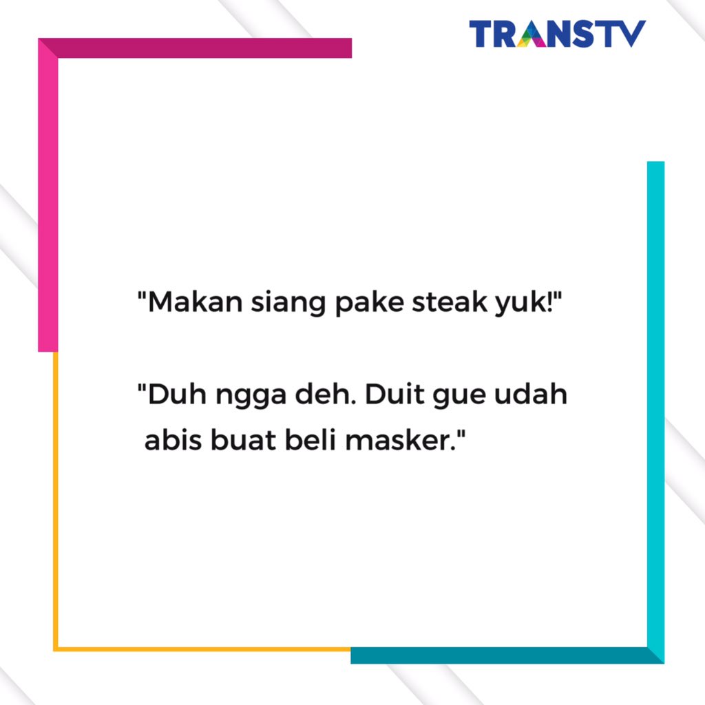 TRANSTV_CORP's tweet image. Hayo, siapa yang kaya gini juga??
Jangan lupa double masking ya disaat seperti ini!

Gak apa uang menipis untuk beli masker yang penting kalian dan keluarga sehat selalu ya🤗

#OverheardTransTv
#doublemasking