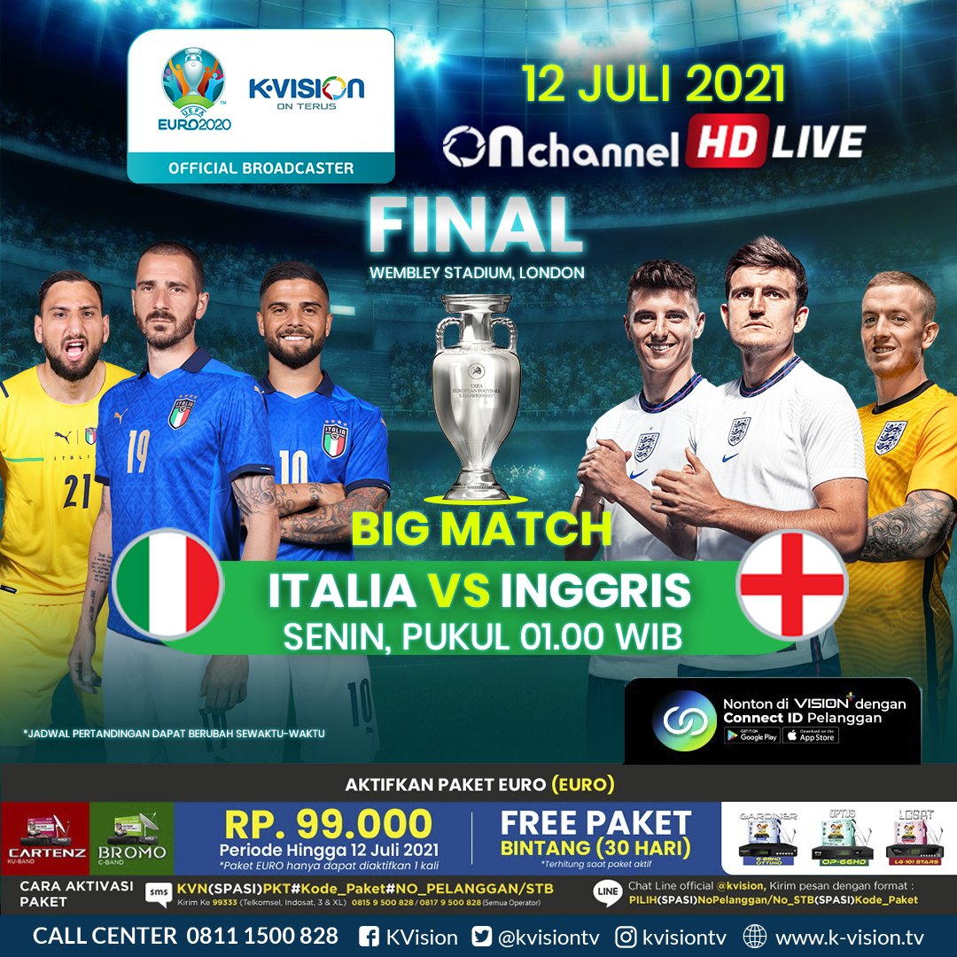 Italia vs 2021 jadwal final inggris Jadwal Final