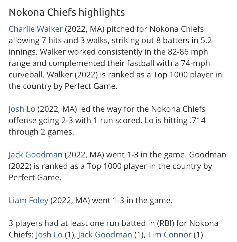 nokona_baseball's tweet photo. Another great ballgame at the @PerfectGameUSA WWBA by the 17 Chiefs. @NU_Bsb_Recruits commit @ch_walker15 was TOUGH in critical spots. Uncommitted ‘22 OF Josh Lo @JLO4110 of @bury_baseball continues to swing a HOT bat! #nokona https://t.co/J2fo2qhQ0J