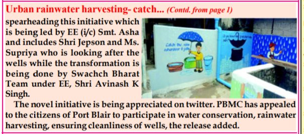 MediaRN_ANI's tweet photo. #NewAndamans
#CatchtheRain Where it falls, When it falls
#SaveWater
@Pbmc_ANI launches #BluePipeProject for Urban #RainWaterHarvesting. Utilizes existing community roofs & dug wells to recharge ground water.
Two wells in Haddo & Delanipur connected under this project. https://t.co/xUBusD5sJb