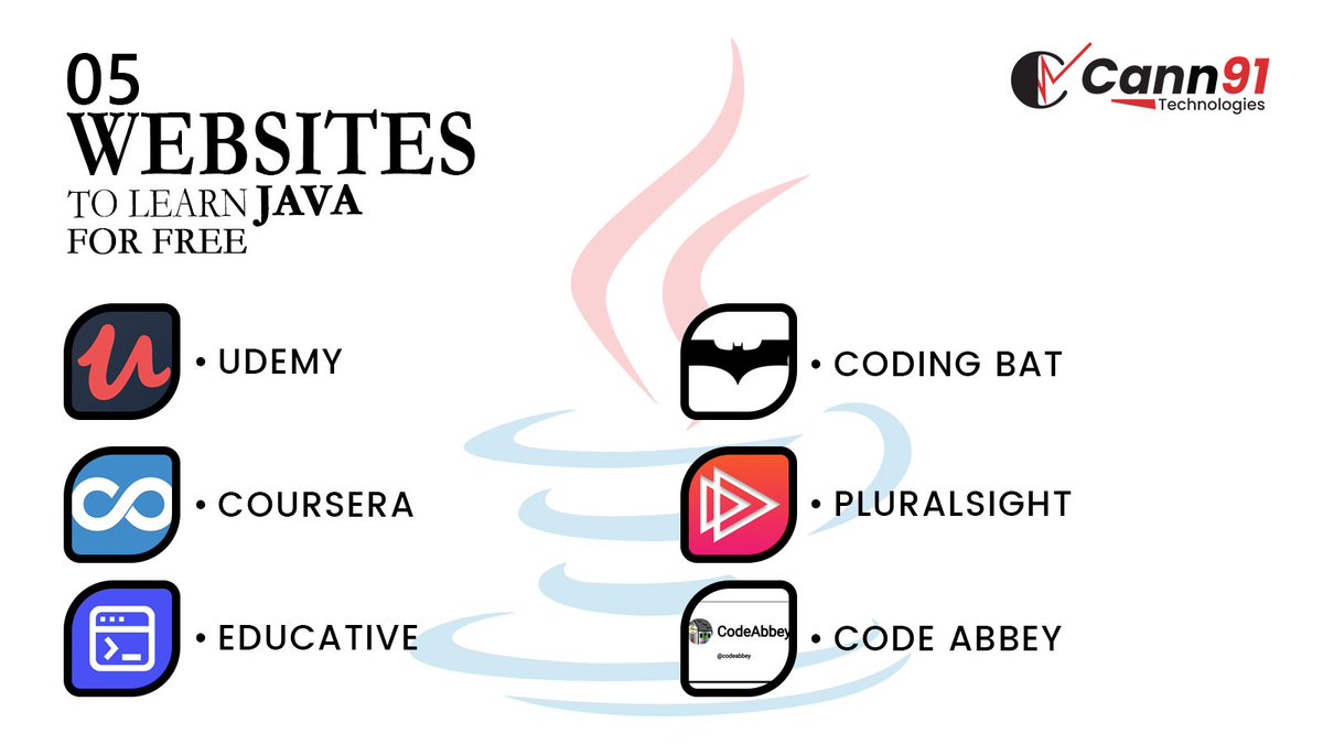 Cann91tech's tweet photo. If you are new in the programming world, investing some money in buying books or enrolling yourself for an online course is not a bad idea.
#cann91 #cann91technologies #udemy #coursera #educative #codingbat #pluralsight #codeabbey #code #coding #coder #learntocode #java https://t.co/aPF0kvP3kH