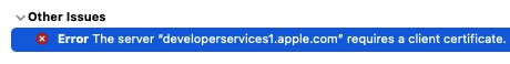 JaNd3r's tweet image. Any idea why out of a sudden our #XcodeServer complains about a (missing?) client certificate?
„The server developerservices1.apple.com requires a client certificate.“
#iOSDev #Xcode #XcodeBot