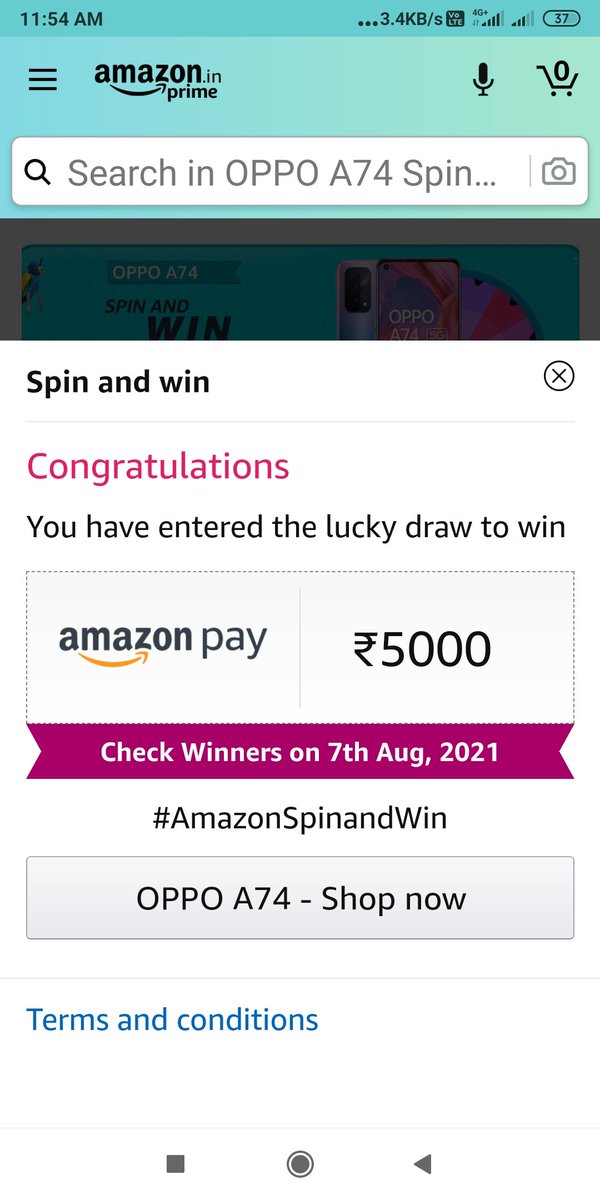 #AmazonSpinandWin 
#AmazonPrimeDayQuiz
@amazonIN 
I have entered the lucky draw to win ₹5000/- as Amazon pay balance in Amazon Prime day Special Spin And Win contest...