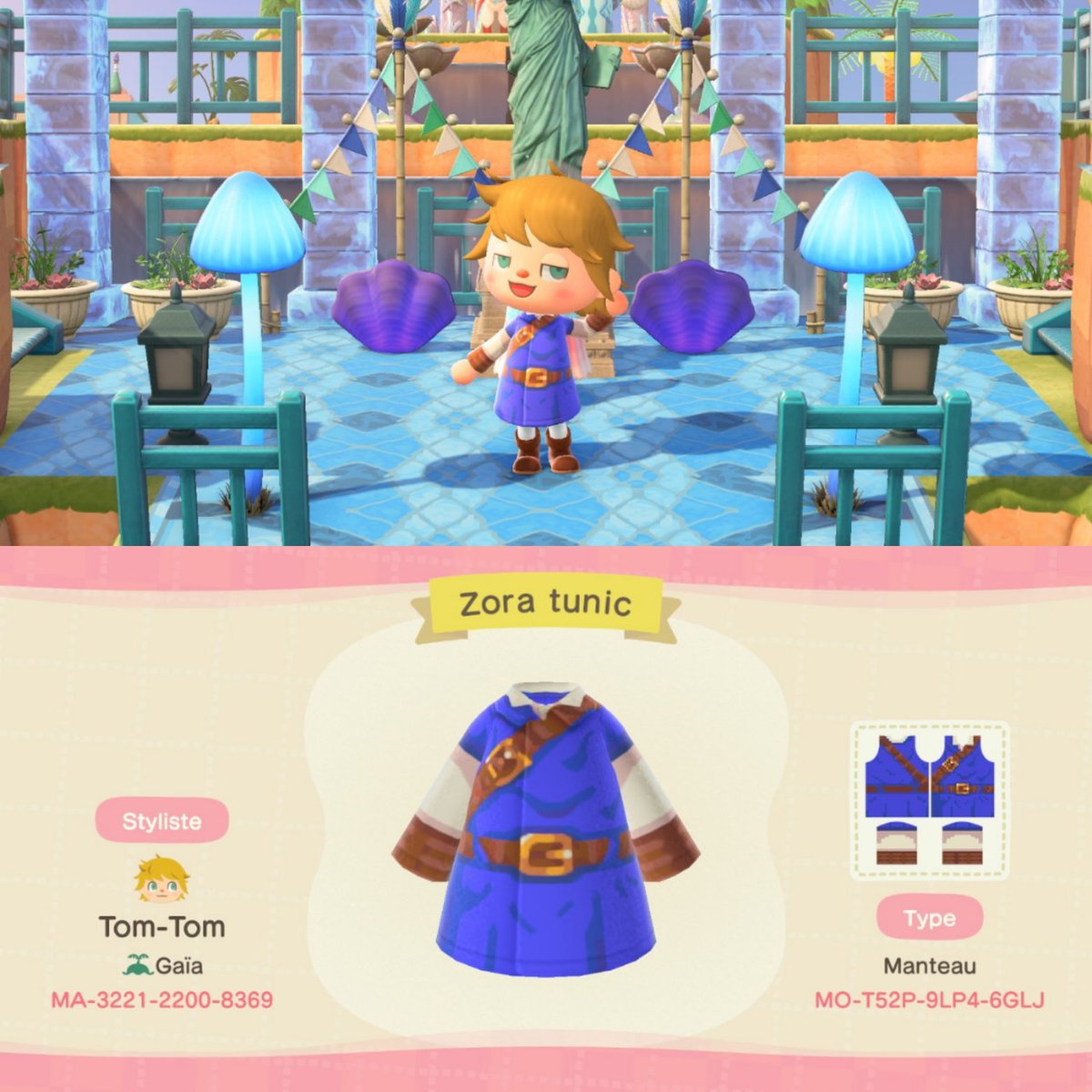 TheLegendOfGaia's tweet image. Puisque ils ressortent de l'ombre je vous présente à nouveaux les motifs Zelda que j'avais créé, a savoir le bouclier miroir, le grappin, le monocle de vérité, les bombes et les trois tuniques d'Ocarina Of Time 🙂
#acnh #zelda #designcode