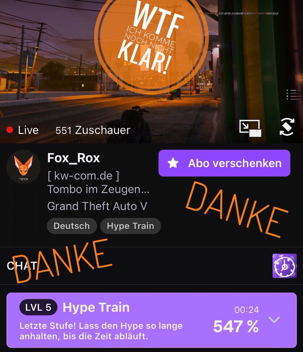 foxrox_tv's tweet photo. Was war das bitte? Ich komm da noch nicht ganz drauf klar. Ihr macht gerade einen kleinen Streamer echt happy! Danke, Danke, Danke!!!  #gta5 #gtarp #gtaroleplay #klaerwerk #klaerwerkcommunity #tombo #demtyp #kw #kwcom #twitch #twitchgermany #twitchstreamer #roleplay #levelup https://t.co/o9aEbrjamn