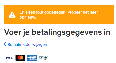 Kevsk's tweet photo. @Netflixhelps Hi, I'm trying to change my payment method for @NetflixNL but it constantly fails. (Although the data is correct since I also updated other services with the same) https://t.co/BkUYzTHSh9