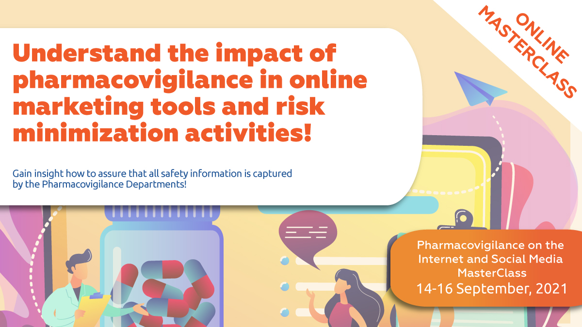 Join our #Pharmacovigilance on the #Internet and #Social #Media MasterClass which will take place ONLINE on 14-16 September, 2021 led by Joan Francesc Aregall Picamal.
More info: bit.ly/2TVAdyS

#pharma #socialmedia #masterclass #online #training #pharmacovigilance