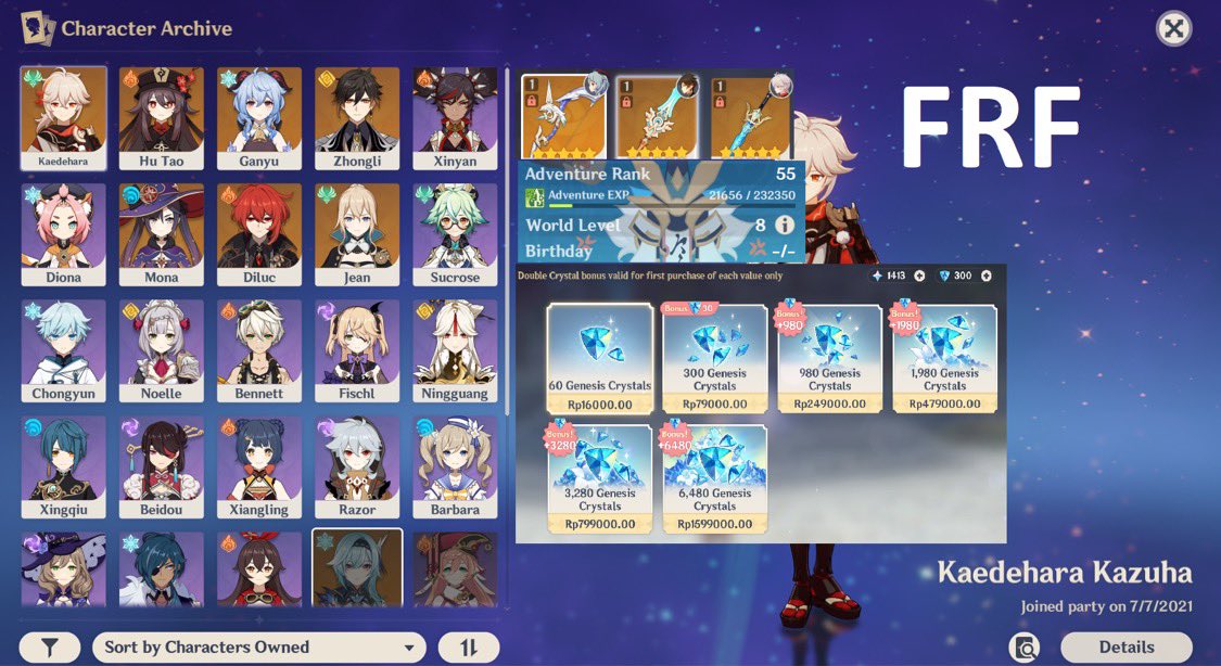 تويتر Wilow Mm Services Available على تويتر Wts Sell Selling Genshin Impact Account Asia Ar 55 Ganyu Amos Kazuha Freedom Sworn Zhongli Spine Hutao Mona