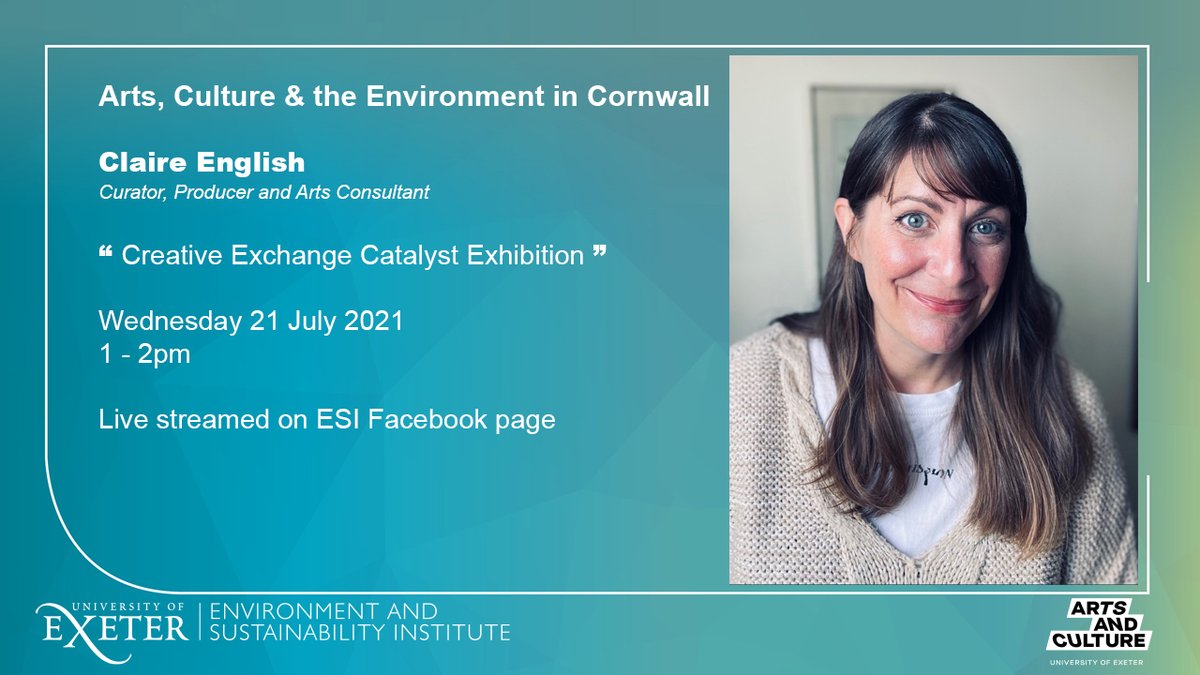 <a href="/_clairenglish/">Claire English</a> talks about the Catalyst exhibition: a celebration of a decade of the ESI Creative Exchange programme, at the Arts, Culture and the Environment in #Cornwall on 21 July exeter.ac.uk/news/events/de…. Live streamed to ESI Facebook page facebook.com/UniofExeterESI