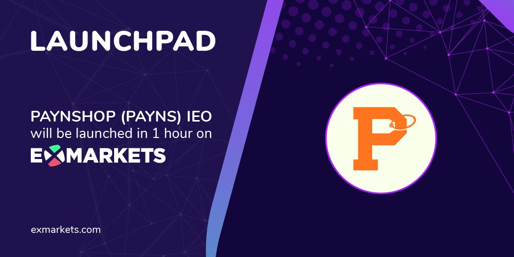 PaynShop (#PaynS) IEO will be LIVE in 1 hour on ExMarkets❗️

🔗 exmarkets.com/launchpad/payn…
🔗 exmarkets.com/launchpad/payn…
🔗 exmarkets.com/launchpad/payn…

#ecommerce #blockchain