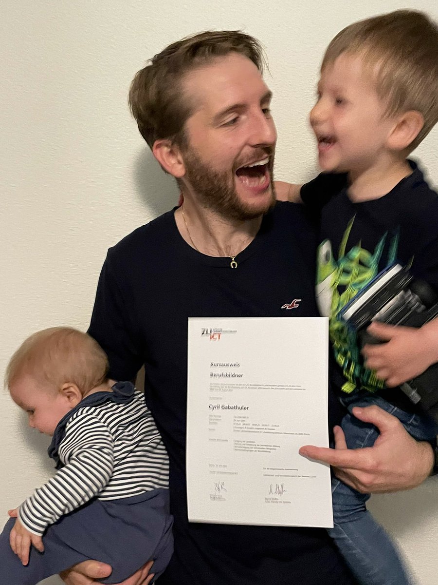 Yay 🤗
With Cyril <a href="/gabac/">Cyril Gabathuler</a> we have our first ICT vocational trainer 📃 at <a href="/3ap/">Mia Barberaap</a> and we are now ready for our first #apprenticeship as #applicationdeveloper from summer 2022! <a href="/ZLICT/">Zürcher Lehrbetriebsverband ICT</a> 

#Grateful for your valuable commitment! 🙌🏼

#weeducate #readyforthenextgeneration #blazeyourtrail
