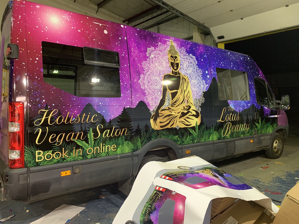 blueraptorsigns's tweet photo. Certainly had to read the design brief a couple of times before  I got my head around this one! Partial wrap for The Lotus Beauty  new mobile salon. https://t.co/CbmsTp9OSF