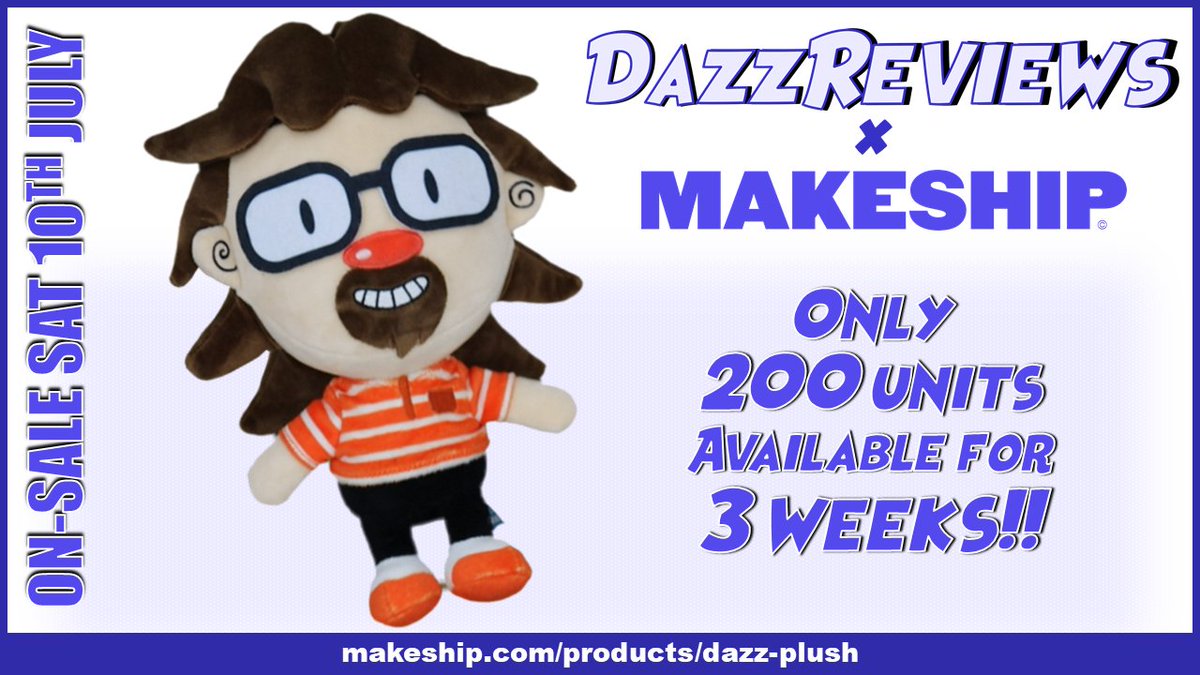 DazzVideos's tweet photo. BIG ANNOUNCEMENT: That's right, the limited edition Toy Dazz is here: https://t.co/XaeSRJyN9t
How Limited? Well there's only 200 UNITS and they're only on-sale for 3 WEEKS!
Big thanks to @Makeship for teaming up with us on this one!🧸
#merch #dazzreviews #makeship #youtubemerch https://t.co/cn7iCEnqL4