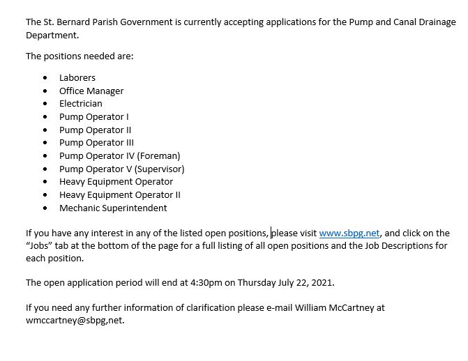 St. Bernard Parish on Twitter "St. Bernard Parish Government is