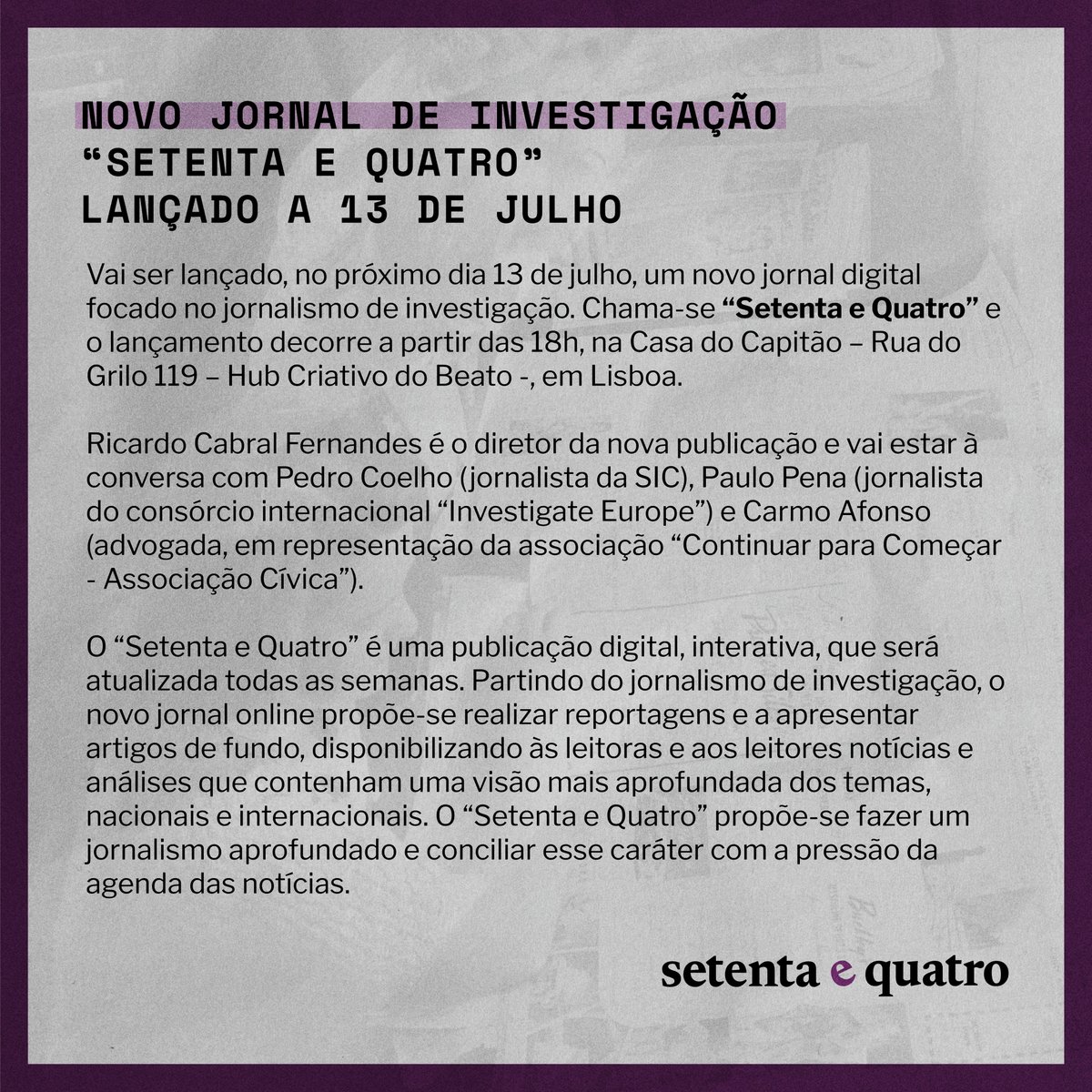 Setenta e Quatro tweet media