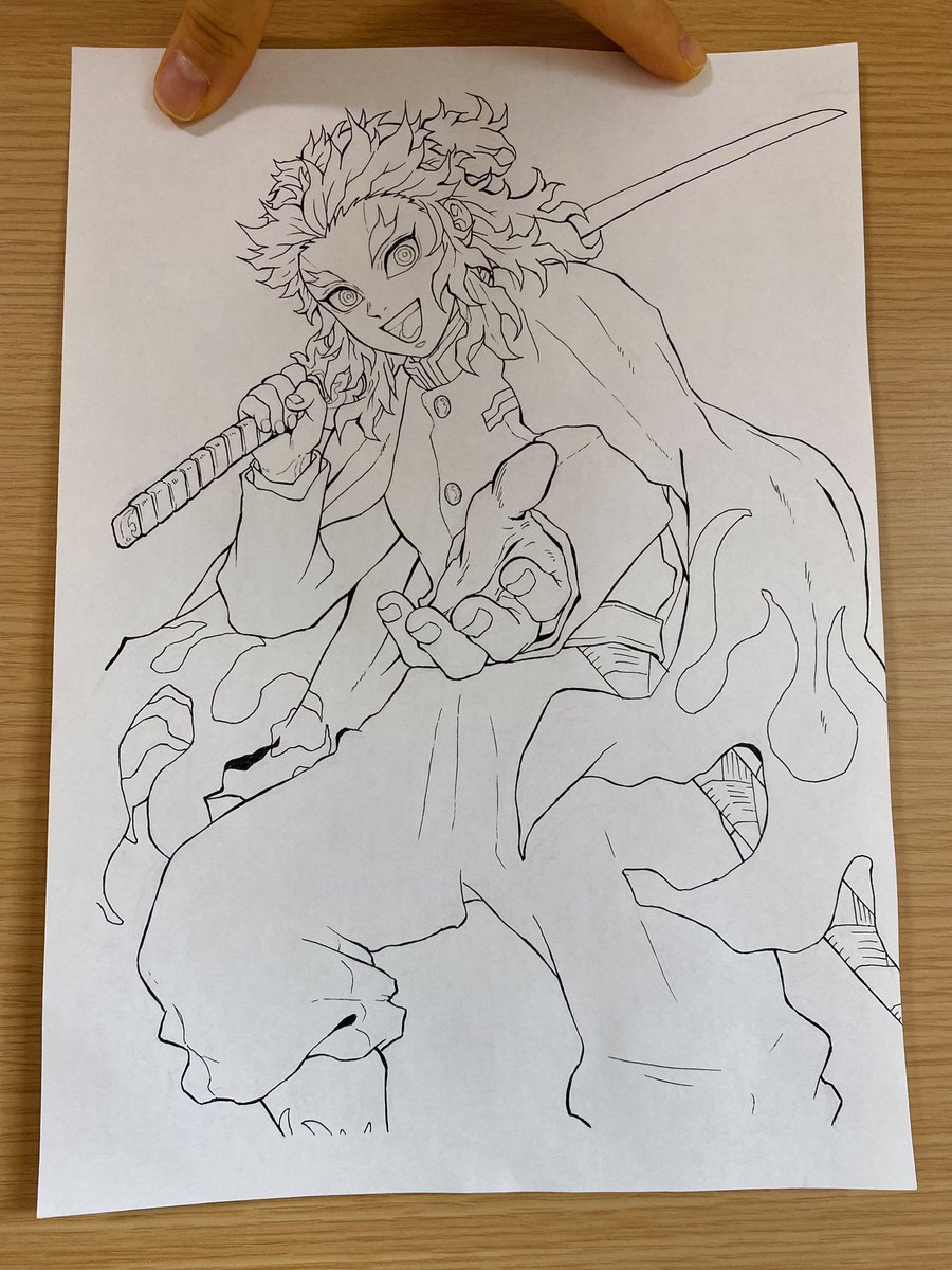 たま Ex兎さたま 先週末時点の11枚目の鬼滅の刃イラスト コピーしたものに色塗り途中 右は原紙 アニメージュの煉獄さん 今週末には完成を目指します 鬼滅の刃イラスト 初心者 アナログイラスト 途中経過 模写 しているつもり 煉獄さん