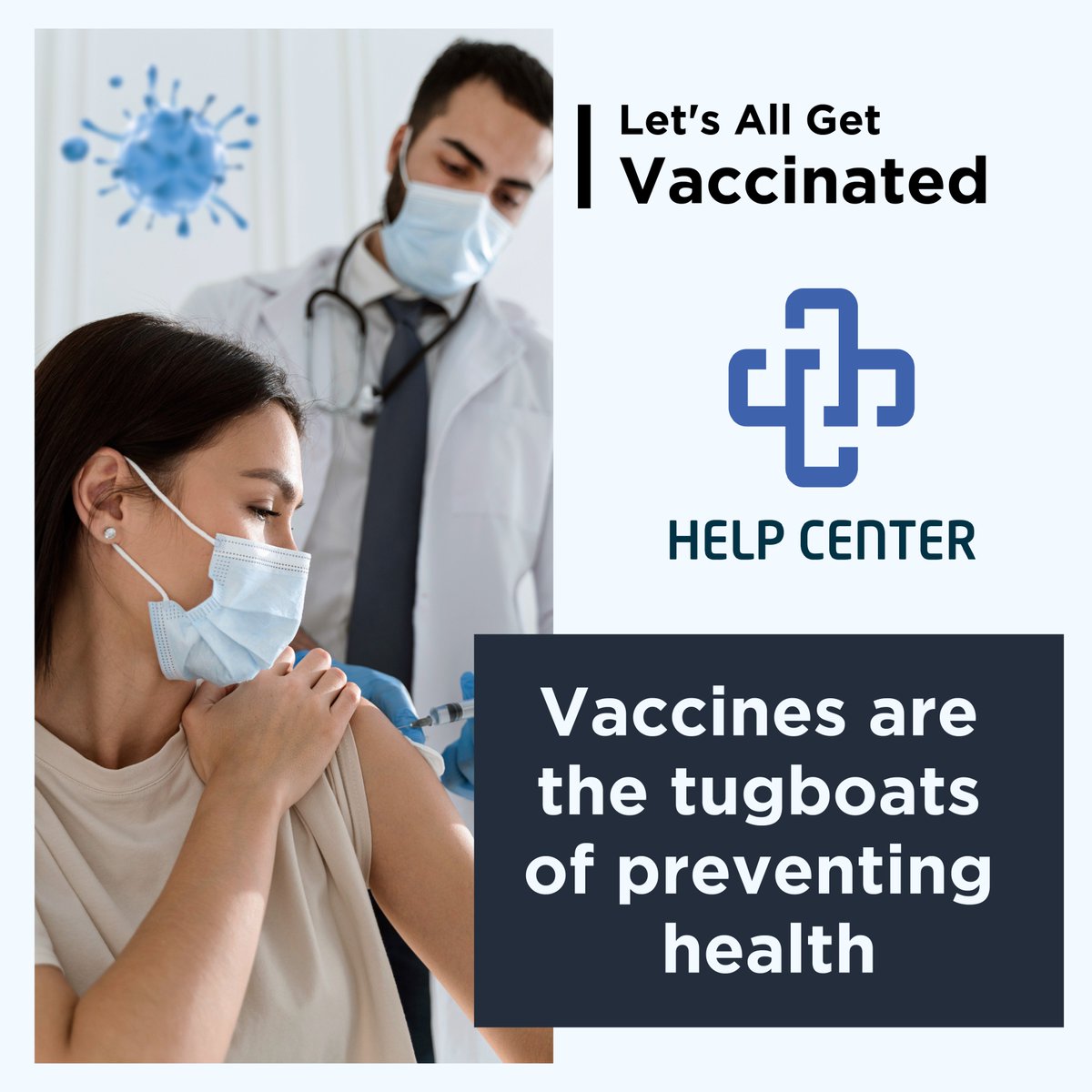 HelpCen56447707's tweet photo. Let's All Get Vaccinated 
Vaccines are the tugboats of preventing health.
#HelpCenterApp #VACCINE #vaccinated #COVID19 #DeltaVariant #HealthForAll #StaySafe #Corona #CoronaVaccine https://t.co/2Hm6WNj81n