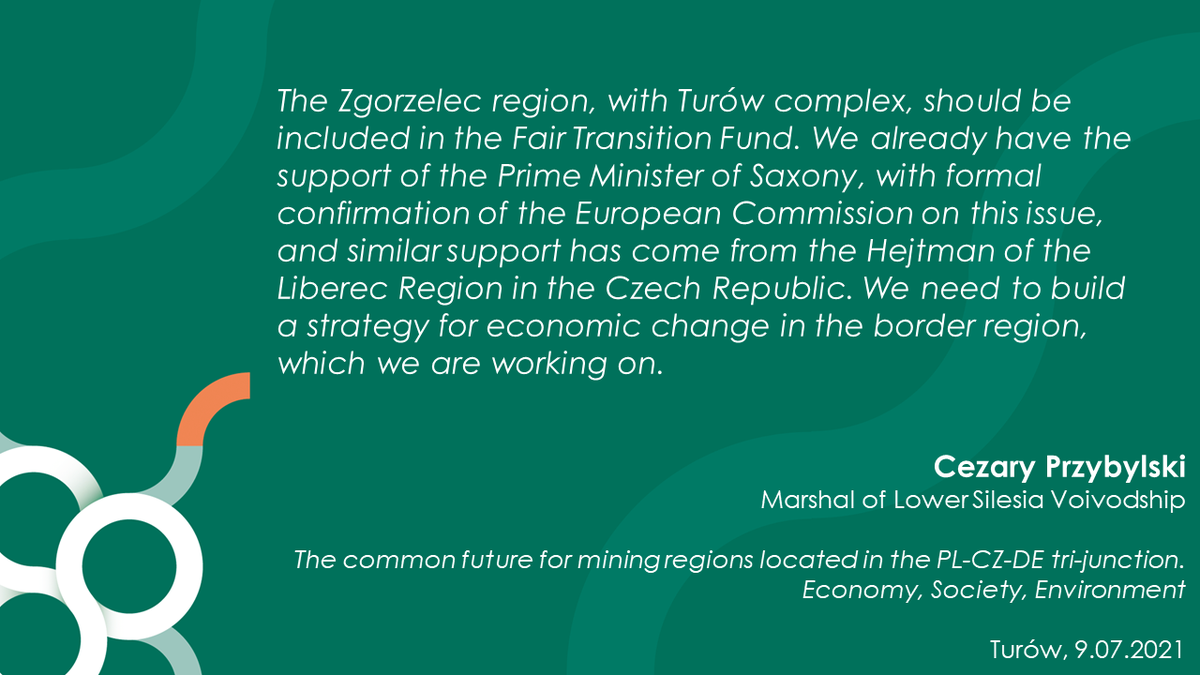 Grupa_PGE's tweet photo. “The Zgorzelec region, with Turów complex, should be included in the Fair Transition Fund” - said Cezary Przybylski, Marshal of Lower Silesia Voivodship. #JustTransition #EUGreenDeal #ClimateNeutralEU #CoalRegionsEU #MiningRegions https://t.co/XtZ6fv9LDG