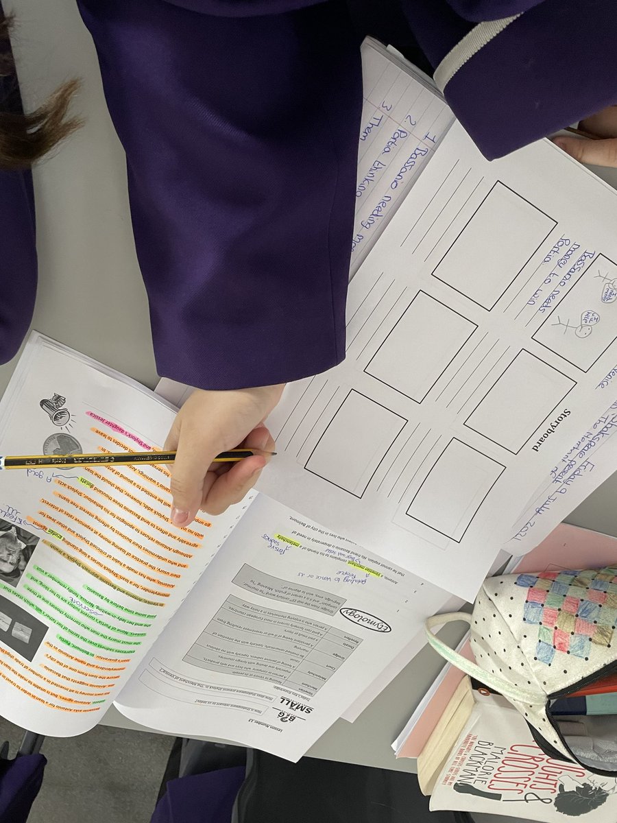 SecondaryTeach3's tweet photo. #Year7’s use of the #KnowledgeBooks this morning is so impressive! Shakespeare’s villains are coming to life! #MerchantofVenice #Shakespeare #CurriculumIntent #KnowledgeRich #WordRich #ReadingRich #edutwitter @AldersleyHighSc @AldersleyEng @MrsLLV_AHS https://t.co/mZSnoKLZbO