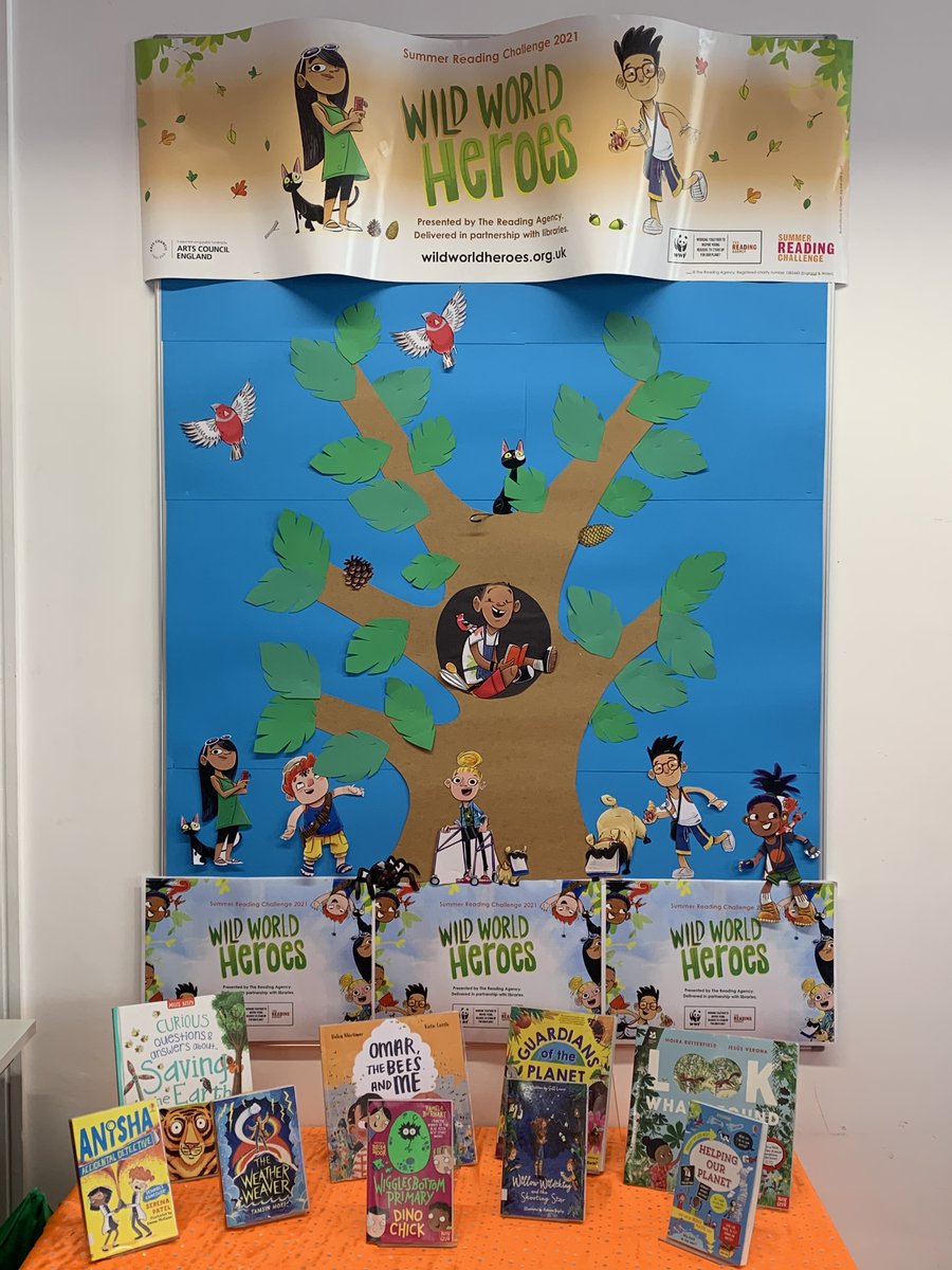 BristolLibrary's tweet photo. Here at @BristolLibrary we're getting really 🤪about the #SummerReadingChallenge. #Fishpondslibrary and #Centrallibrary are really gearing up 
 #WildWorldHeroes @readingagency @StorytaleFest https://t.co/dHAr0YVWhd