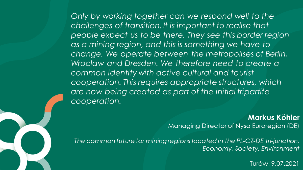 Grupa_PGE's tweet photo. “Only by working together can we respond well to the challenges of transition” - Markus Köhler, Managing Director of Nysa Euroregion (DE). #JustTransition #EUGreenDeal #ClimateNeutralEU #CoalRegionsEU #MiningRegions https://t.co/m6aftCZ2sS