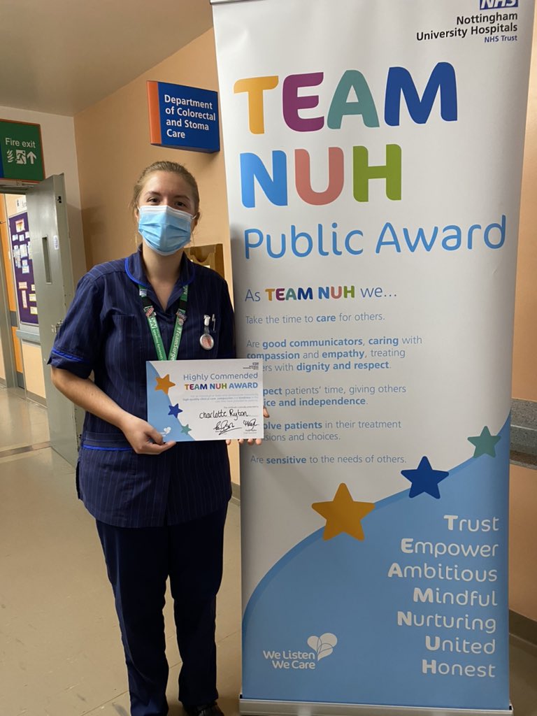 Super congratulations to our team member @Charlii_Chan for being presented the highly commended category at the @TeamNUH public award. Well done Charlotte, so well deserved xx <a href="/NUHSurgery/">NUH Surgery and Associated Services</a> <a href="/sdasaunders/">Sharon Saunders</a> <a href="/CleggAndrea/">andrea Clegg</a> <a href="/nuhcolorectal/">NUHColorectalTeam</a> <a href="/NUHStoma/">NUH Stoma Care Team</a>