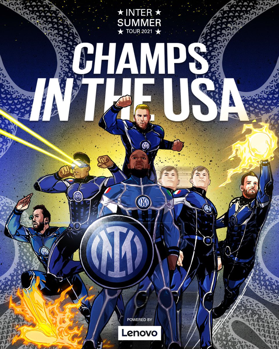 Inter's tweet photo. ✈️ | CHAMPS IN THE USA

Nella terra dei supereroi, ecco i Campioni d'Italia. Tenetevi pronti per l'Inter Summer Tour 2021. 

#InterSummerTour powered by @Lenovo  

#InterXLenovo #IMInter @lenovoUS https://t.co/c2WUhoa948