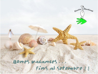 Tot l’equip s’acomiada d'un curs difícil que ha estat possible gràcies a l’esforç de tothom. Enhorabona Martinets! Tornarem al setembre preparats i preparades per a nous canvis i reptes! Moltes gràcies i molt bon estiu.
Gaudiu moltíssim de les vacances! 
Ens retrobem al setembre!