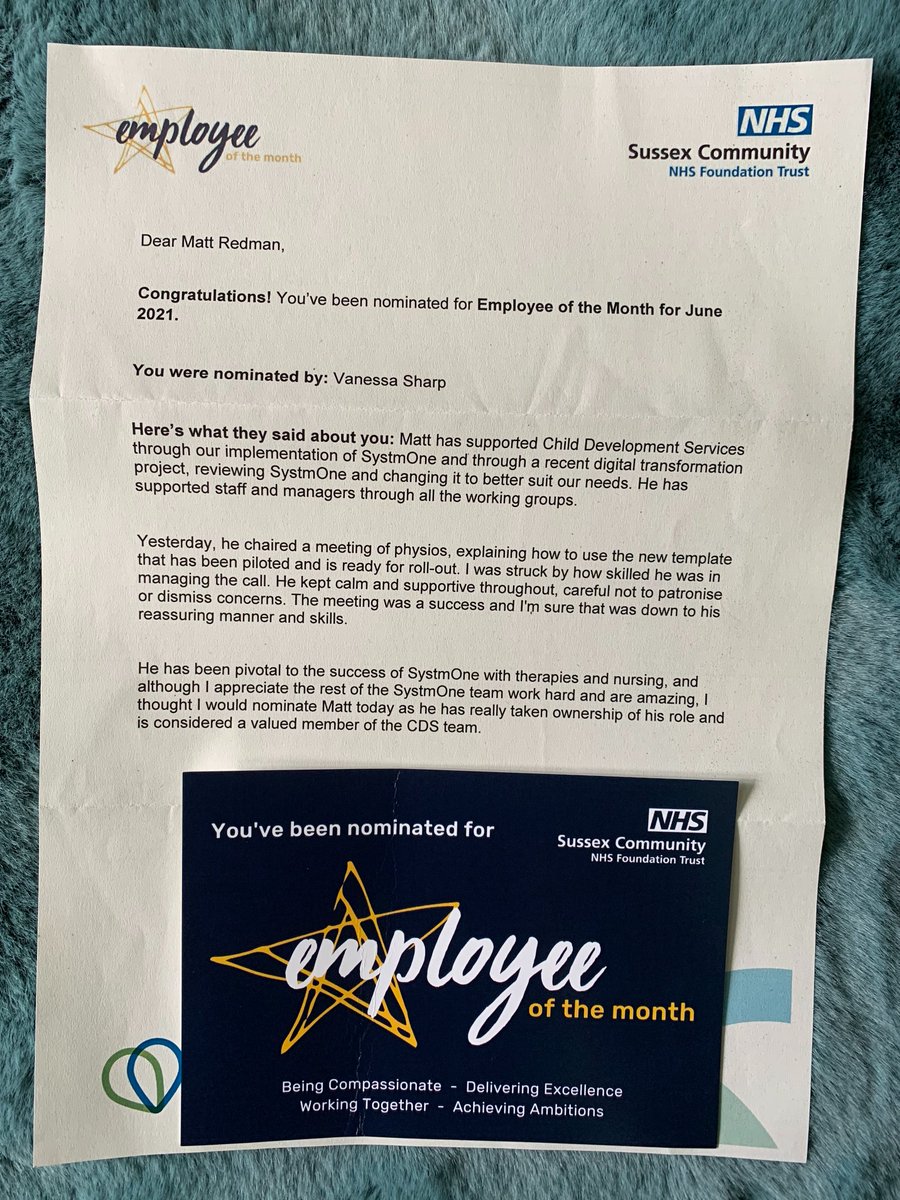 Matt1Redman's tweet photo. Wow; very unexpected but very happy to receive a nomination for @nhs_scft Employee of the month for June. Thank you @Vanessa53825573 for the nomination https://t.co/uUOLyo5fhq
