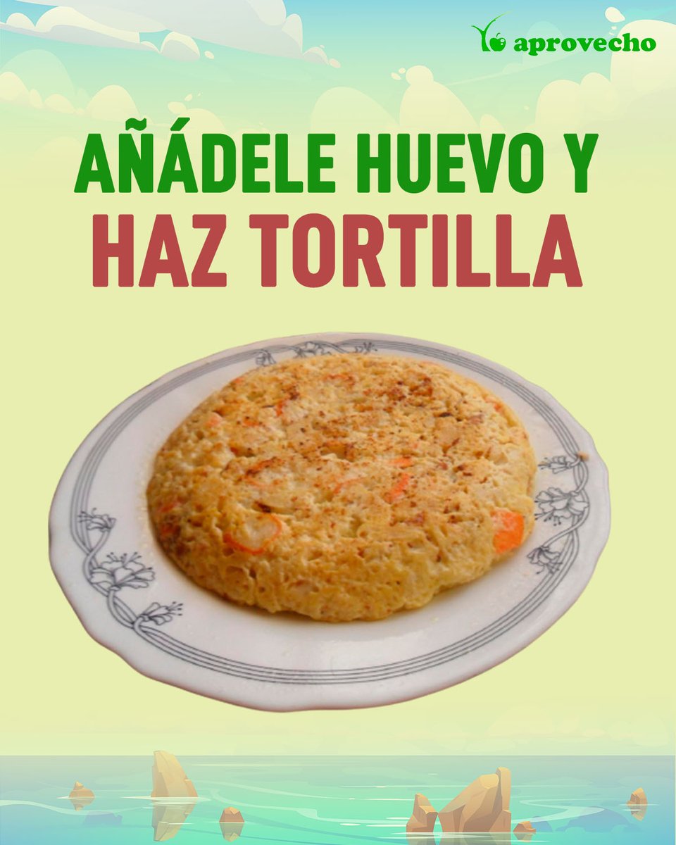 YoAprovecho's tweet photo. ✔Si te sobra #pescado o #marisco pero son pequeñas cantidades ¡No lo tires!
✔Sólo tienes que preparar el sobrante en pequeños trozos y hacer con ellos una deliciosa #tortilla.No necesitarás grandes cantidades y no tendrás que desperdiciar nada de nada😊
#zerowasteespaña https://t.co/GqehutrfmY