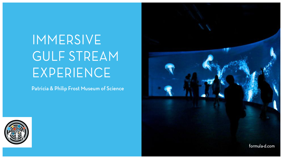 The Immersive Gulf Stream Experience was the first of the two ground-breaking, large-scale audiovisual immersive interactive exhibits commissioned for the Patricia &amp; Philip Frost Museum of Science in Miami, Florida. 
#immersivetechnology #formuladinteractive #interactive #design