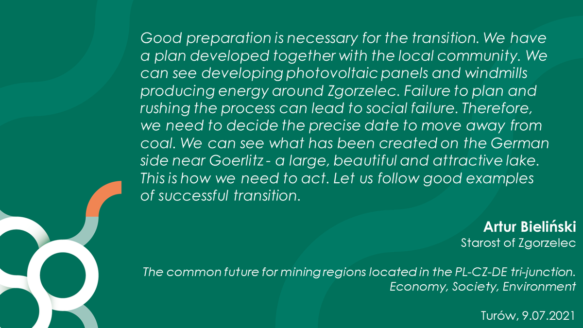 Grupa_PGE's tweet photo. Failure to plan and rushing the process of transition can lead to social failure - Artur Bieliński, Starost of Zgorzelec. #JustTransition #EUGreenDeal #ClimateNeutralEU #CoalRegionsEU #MiningRegions https://t.co/8KDDU7sN5X