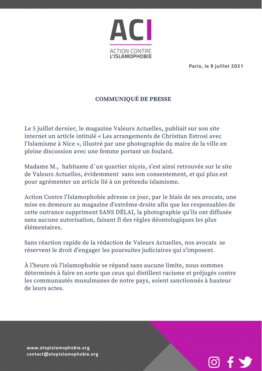 Action Contre l’Islamophobie tweet media