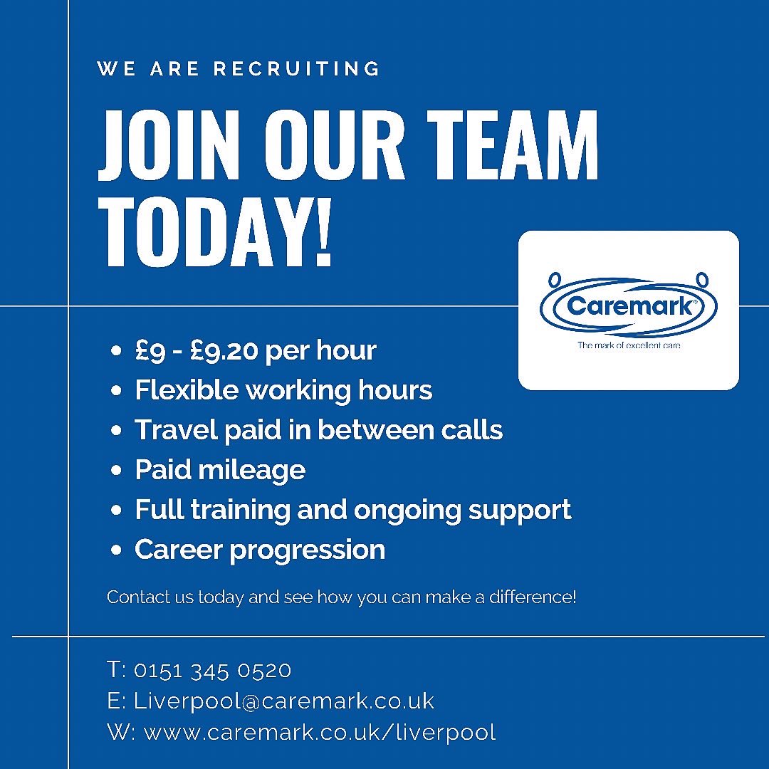 Would you like a job in care?

We are looking for friendly, caring individuals to join our team. Contact us today for more information!

#Homecare #HomeCareLiverpool #Caremark #CaremarkLiverpool #Care #CareLiverpool #Healthcare #CareAtHome #LiverpoolJobs #Liverpool #Dementia #UK