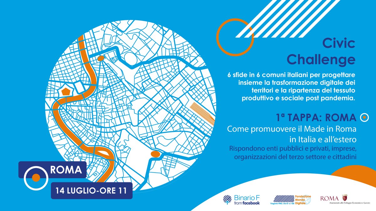 fmdigitale's tweet photo. 🔔Sei un imprenditore del commercio, artigianato, turismo, ristorazione di #Roma?
Partecipa alla Civic Challenge "Come promuovere il #MadeinRoma in Italia e all'estero" lanciata da Assessorato Sviluppo economico e Lavoro @Roma.
▶️https://t.co/jWZ9AJeC4N
#BinarioF @Facebook https://t.co/rYAeGdETTw