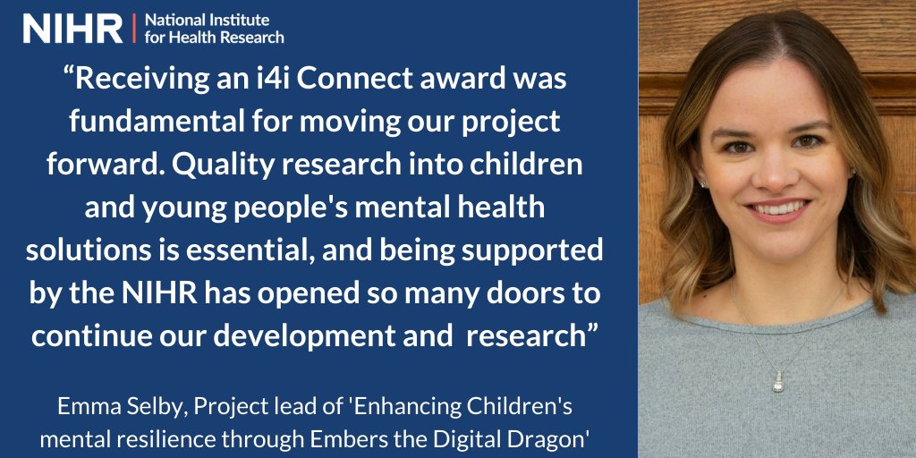 Nurse consultant Emma Selby @EmmySelby received an Invention for Innovation (i4i) Connect Award for digital project Embers the Dragon that helps children and families develop mental health skills. A webinar to discuss round 5 of the awards is on 13 July. eventbrite.co.uk/e/nihr-i4i-con…