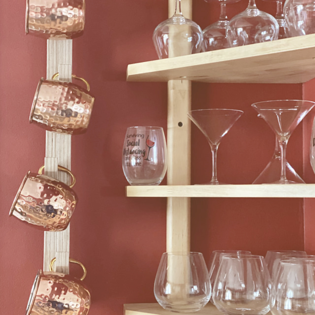 It seems that our Vertical Hook Rail is not just for coats and hats. This was a custom size made for a customer in the USA to display their copper Moscow Mule mugs. #norsemandesign #homedecor #etsymcr #birchplydesign #sustainabledesign #moscowmule