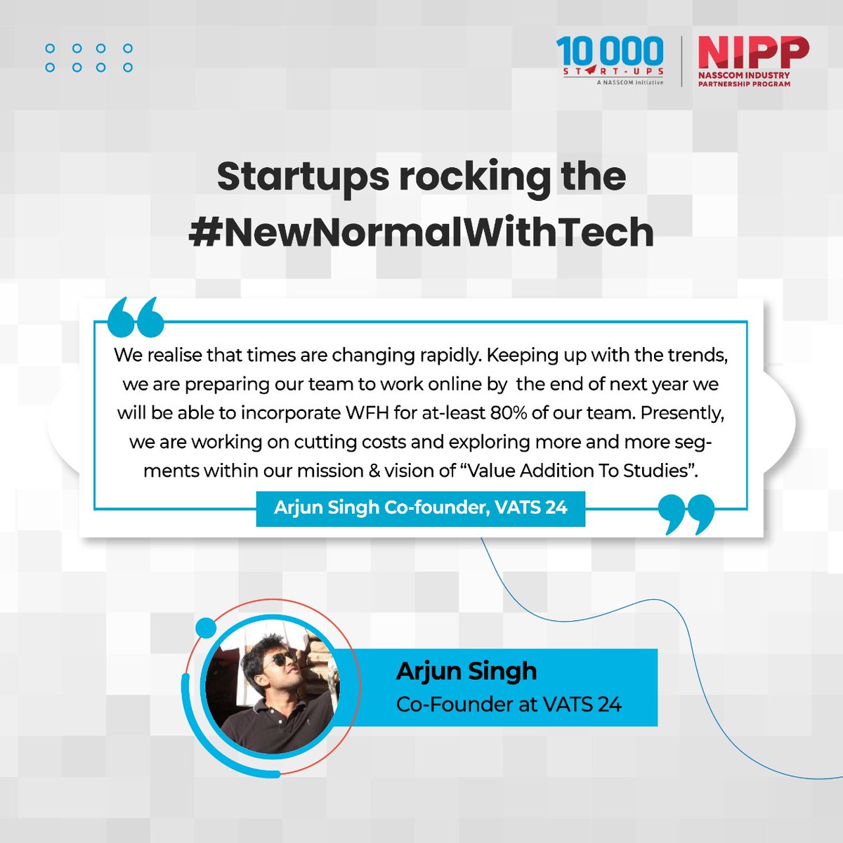 nasscomstartups's tweet image. A lot has changed in the #newnormal for businesses. 10,000 Startups Virtual Incubate program startup @24_vats  is redoing the way they work to beat the pandemic blues, proving that the #NewNormalWithTech has limitless options at your fingertips, always.